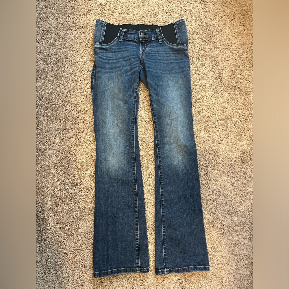 Isabelle size 0 side panel bootcut maternity jeans dark wash